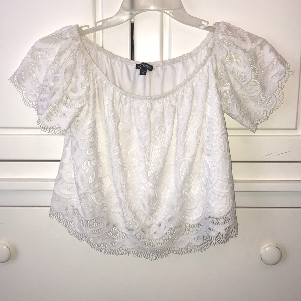 Off the shoulder white top